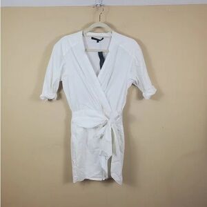 White Wrap Mini Shirt Dress
